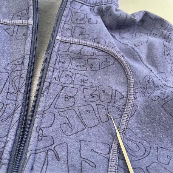 RARE Lululemon Purple Blue Peace Move Graffiti Zipup Limited Ed. Scuba Hoodie - Picture 16 of 16